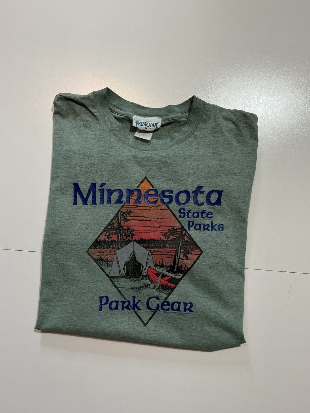 Vintage 90s Minnesota State Parks Gear Camping Tent Boat Single Stitch T-Shirt